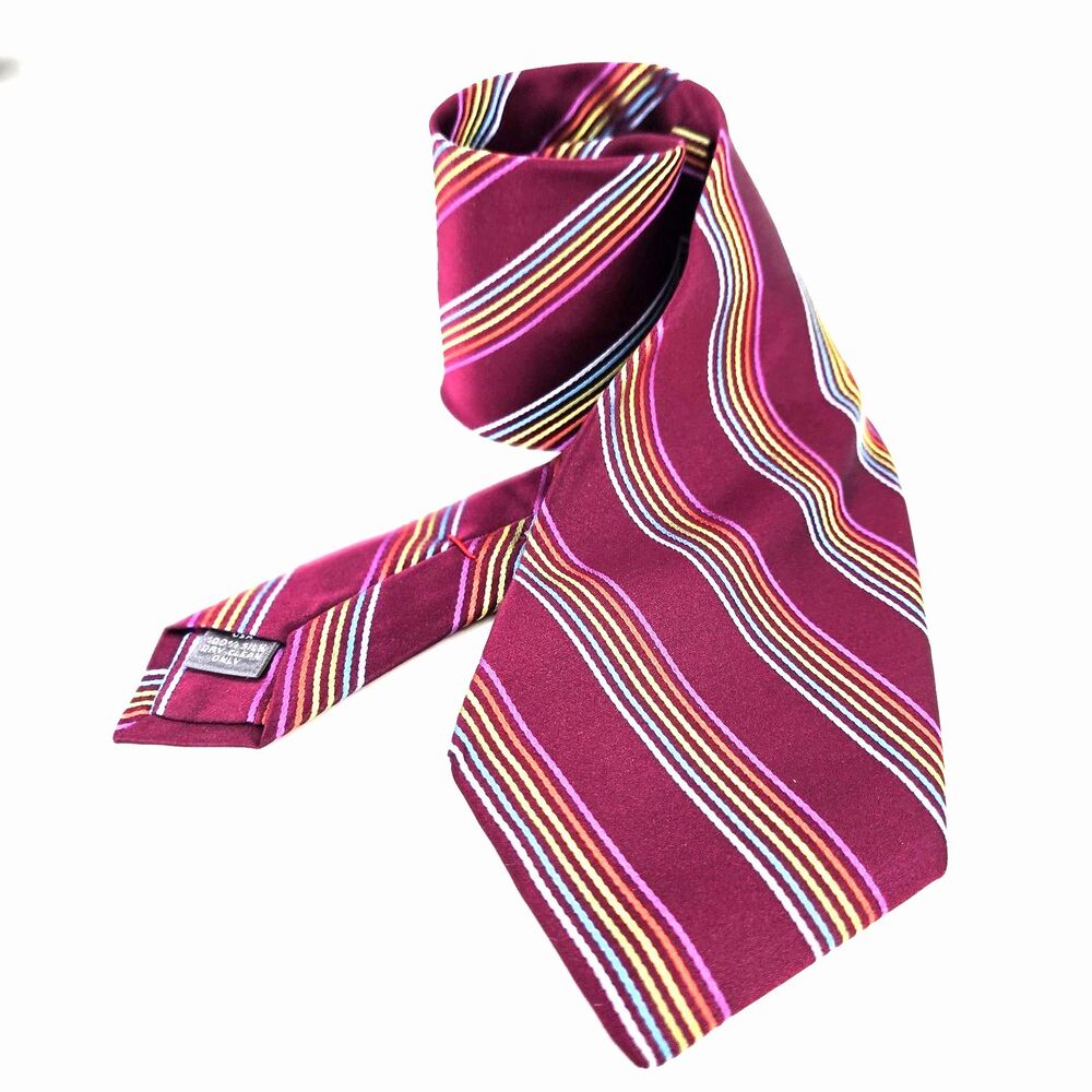 Daniel Cremieux Pink Rainbow Multi-color Striped Silk Tie ~58"x 4" Pride Preppy
